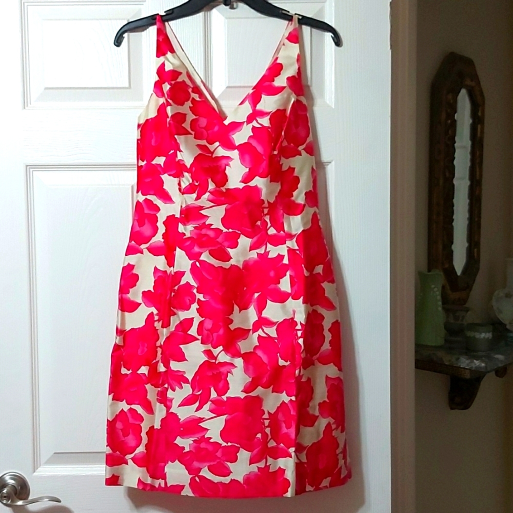 Ann Taylor Petites Casual Sheath Fuchsia Floral Dress